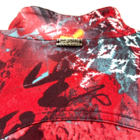 St. John Sport By Marie Gray Abstract Floral Denim Jacket - Picture 13 of 13